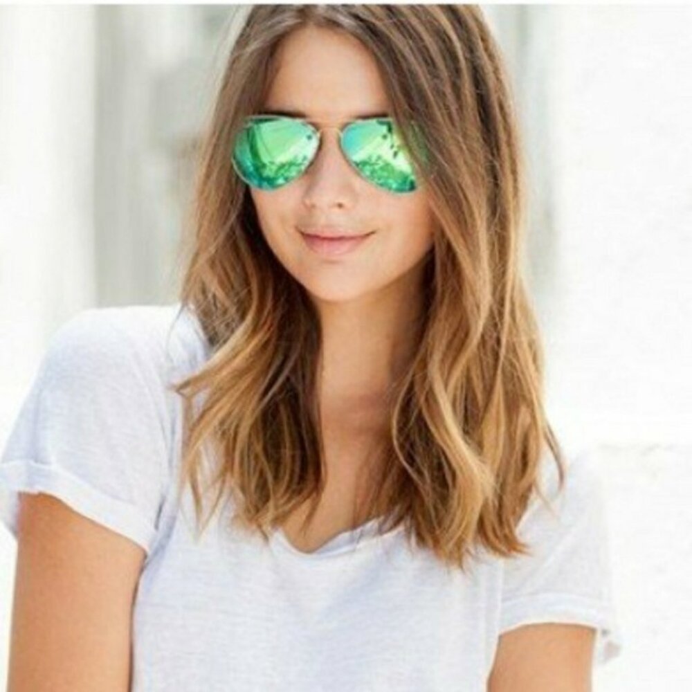Ray-ban green mirror gold frame sunglasses 3026